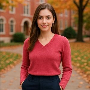 GAP Womens Pink Lambswool Stretch V-Neck Sweater Y2K Preppy Knit Pullover S